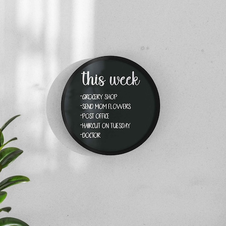 Flash Furniture Canterbury 12 Round Wall Mounted Magnetic Chalkboards w/Eraser & Chalk in Black Pine Wood, 2PK HGWA-CHKCIRCLE12-2PK-BLK-GG